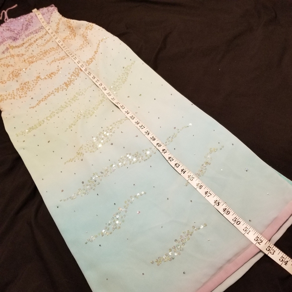 Sz 4 (fits 0-2) NWT Y2K Vintage Purple/Turquoise/Green Sequin Ombre Gown Dress - Picture 6 of 8